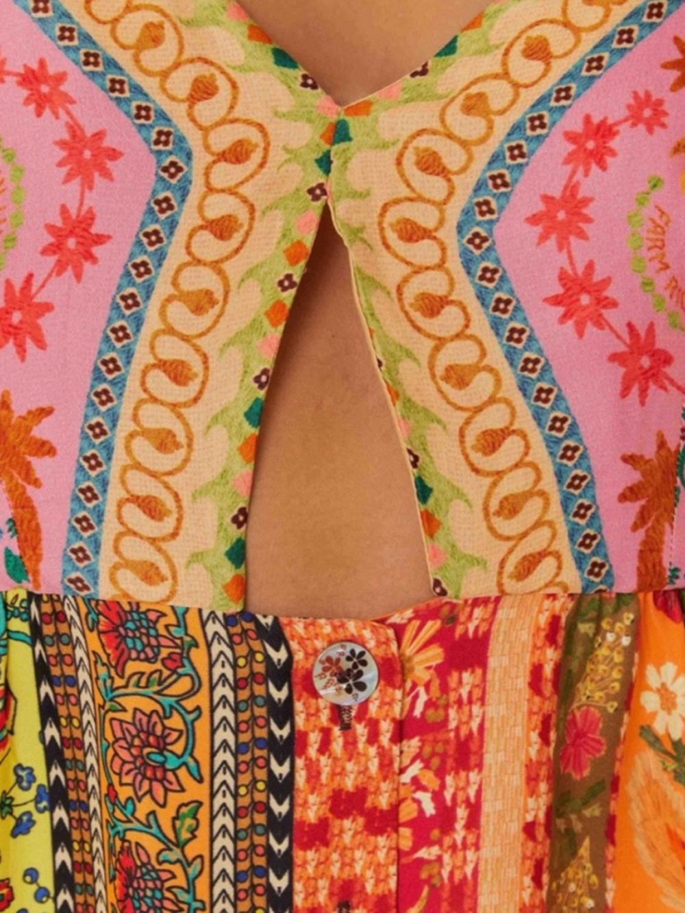 FARM Rio Multicolor Mixed Scarves Lenzing Ecovero Viscose Mini Dress - Picture 5 of 6